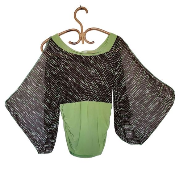 fumbling joe Tops - 4 for $32 Y2k vintage green hippie bellsleeved top